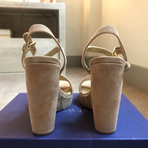 Stuart Weitzman Suede Wedge Sandals - Picture 8 of 13
